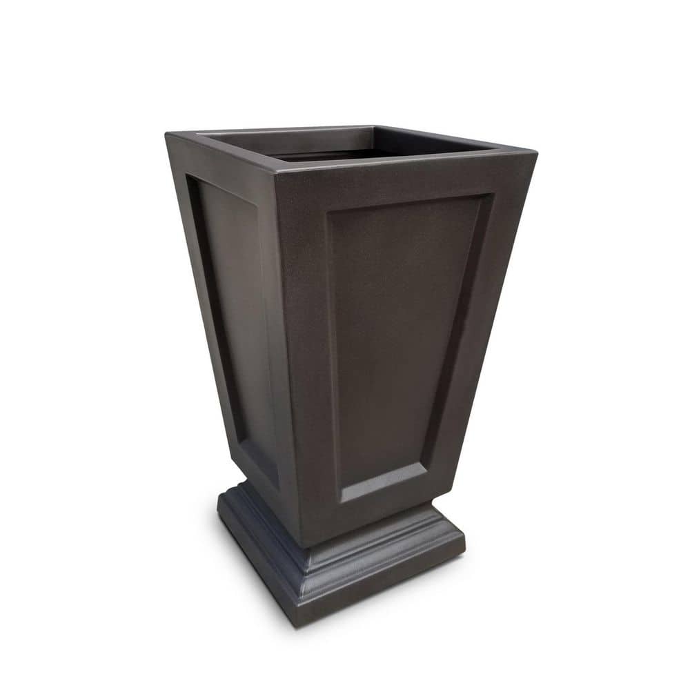 Espresso Polyethylene Tall Outdoor Planter with Water Reservoir