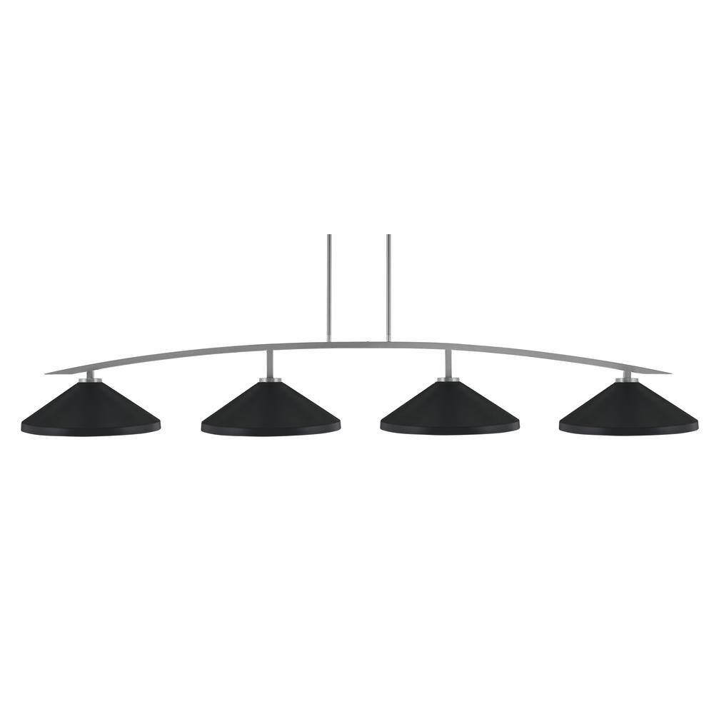Siena 4-Light Graphite Billiard Light with 14 in. Matte Black Cone Metal Sh