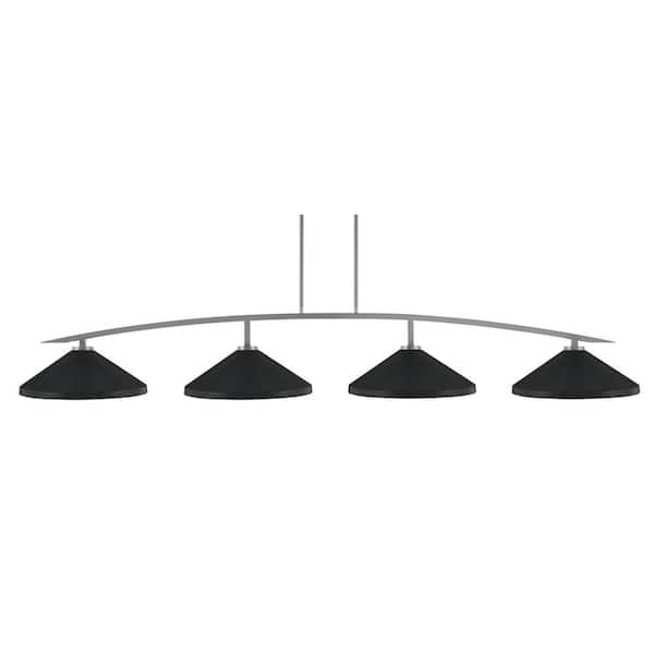 Siena 4-Light Graphite Billiard Light with 14 in. Matte Black Cone Metal Shades no bulbs included