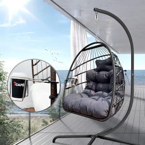 Hammock Chair with Stand Hanging Egg Chair with C Type Bracket, Swing Chair outdoor (Special Construction Cup Holder