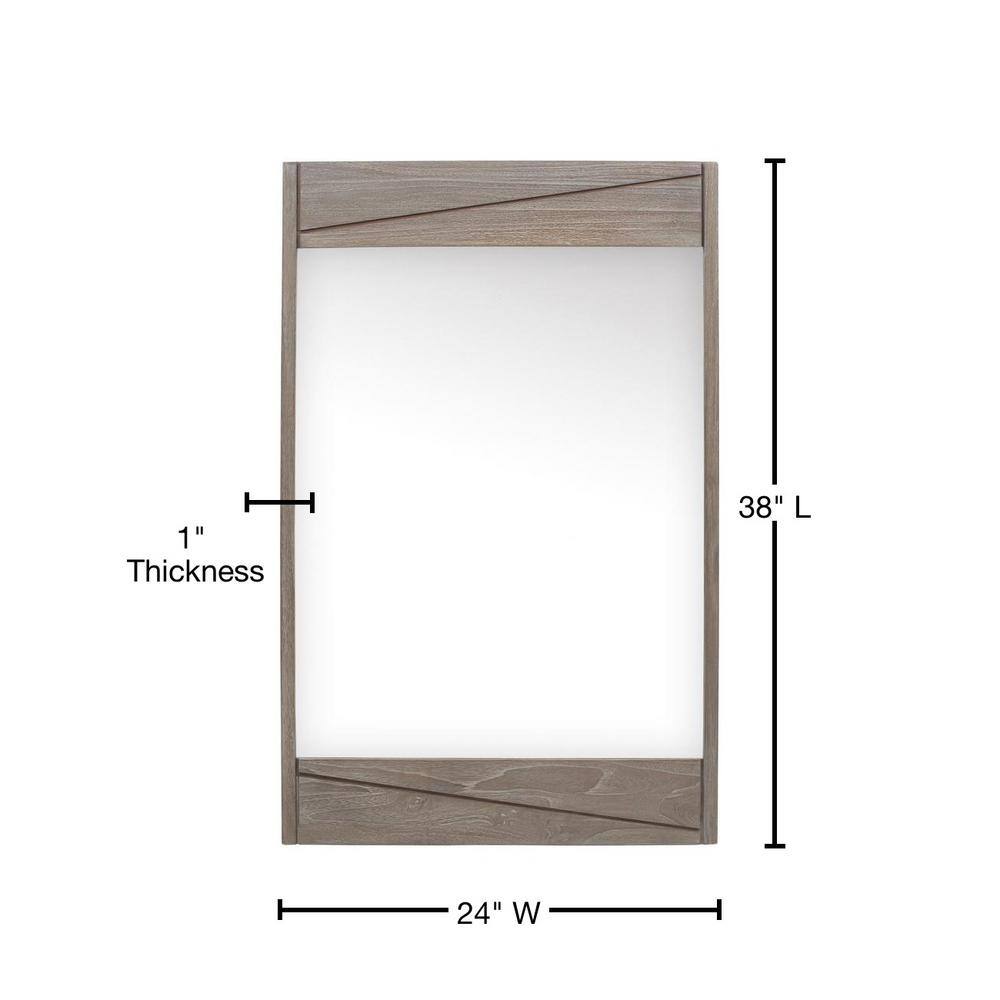 Gray Teak 24" Rectangular Wood Framed Mirror