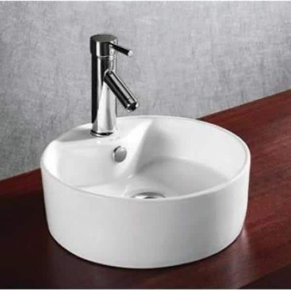 Elanti 15'' White Porcelain Circular Bathroom Sink