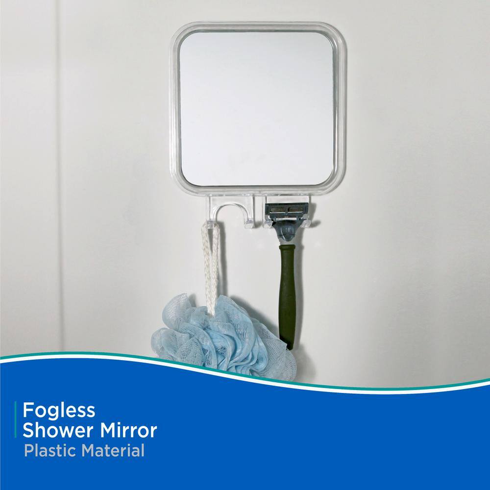 6.5" Acrylic Fogless Wall-Mounted Shower Mirror with Razor Hooks