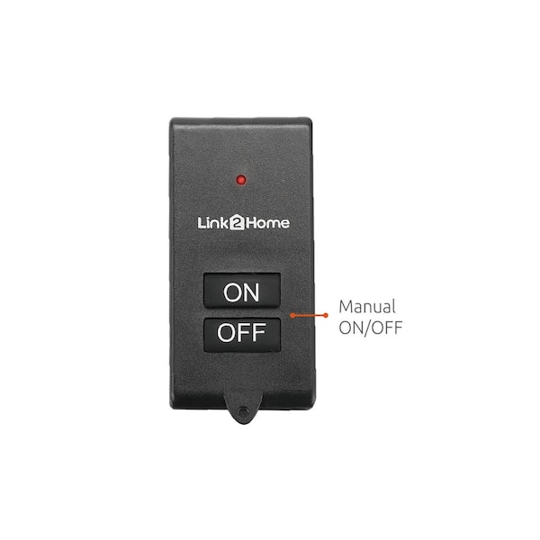 Link2Home 15 Amp Wireless Outdoor Remote Control Outlet Switch - 1 RCV with  2 Grounded Outlets and 1 Remote, Black EM-OR650B - The Home Depot