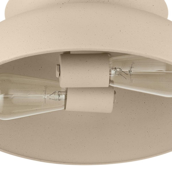 DSI LIGHTING 12.38 in. 2-Light Cream Flush Mount with Metal