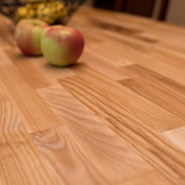 HARDWOOD REFLECTIONS 10 ft. L x 25 in. D Unfinished Ash Butcher Block Standard Countertop with Square Edge