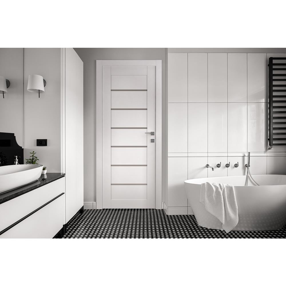 Alba White Frosted Glass Bianco Noble MDF Interior Door