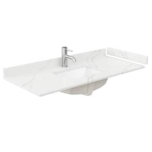 48 in. W x 22 in. D Quartz White Rectangular Single Sink Bathroom Vanity Top in Giotto