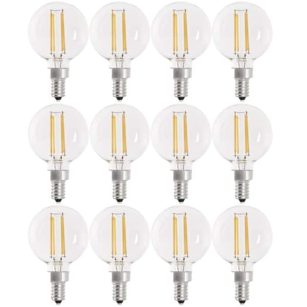 Feit Electric 60-Watt Equivalent G16.5 Globe Dimmable Filament Clear E12 LED Vintage Edison LIght Bulb, Bright White 3000K (12-Pack)