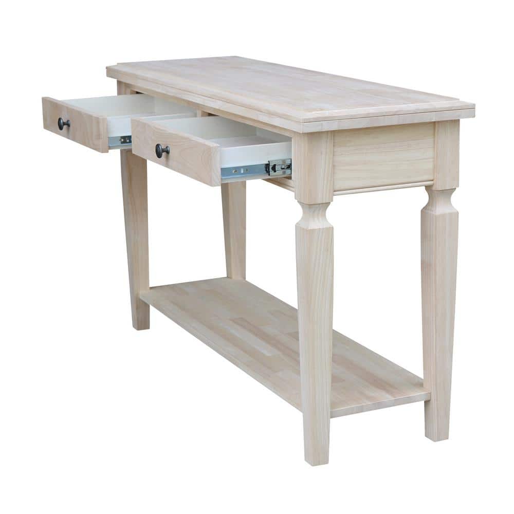 Vista 56'' Unfinished Solid Hardwood Console Table with Storage