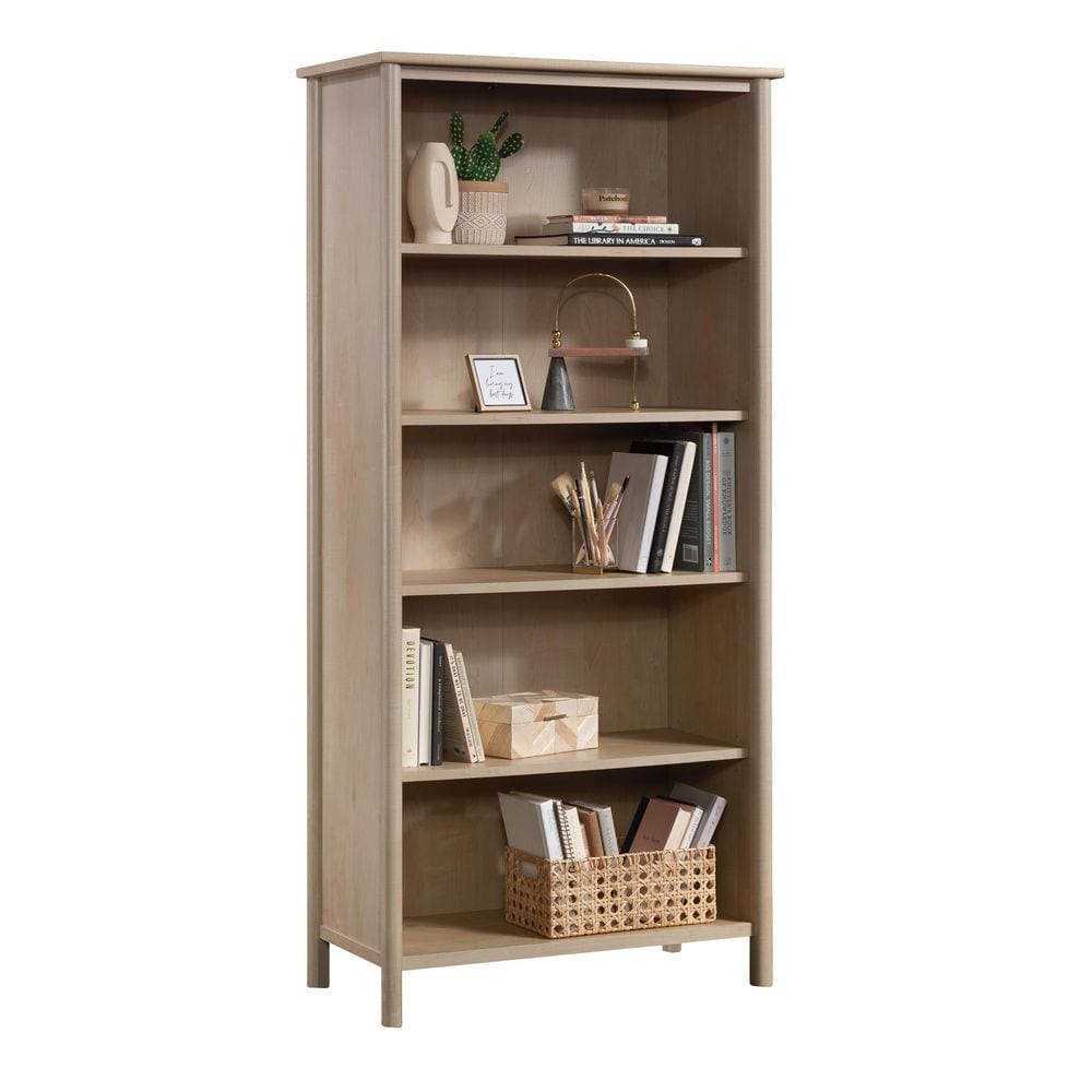 Natural Maple Adjustable 5-Shelf Bookcase