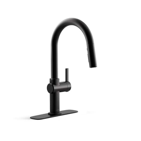 Clarus Single Handle Pull Down Sprayer Kitchen Faucet in Matte Black