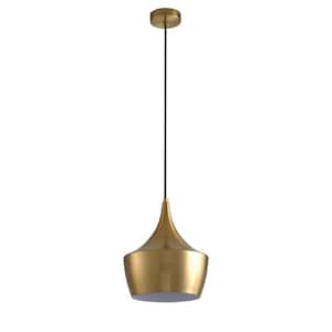 1-Light Brushed Gold Single Dome Pendant Light with Metal Shade Hanging Lamp for Kitchen Island