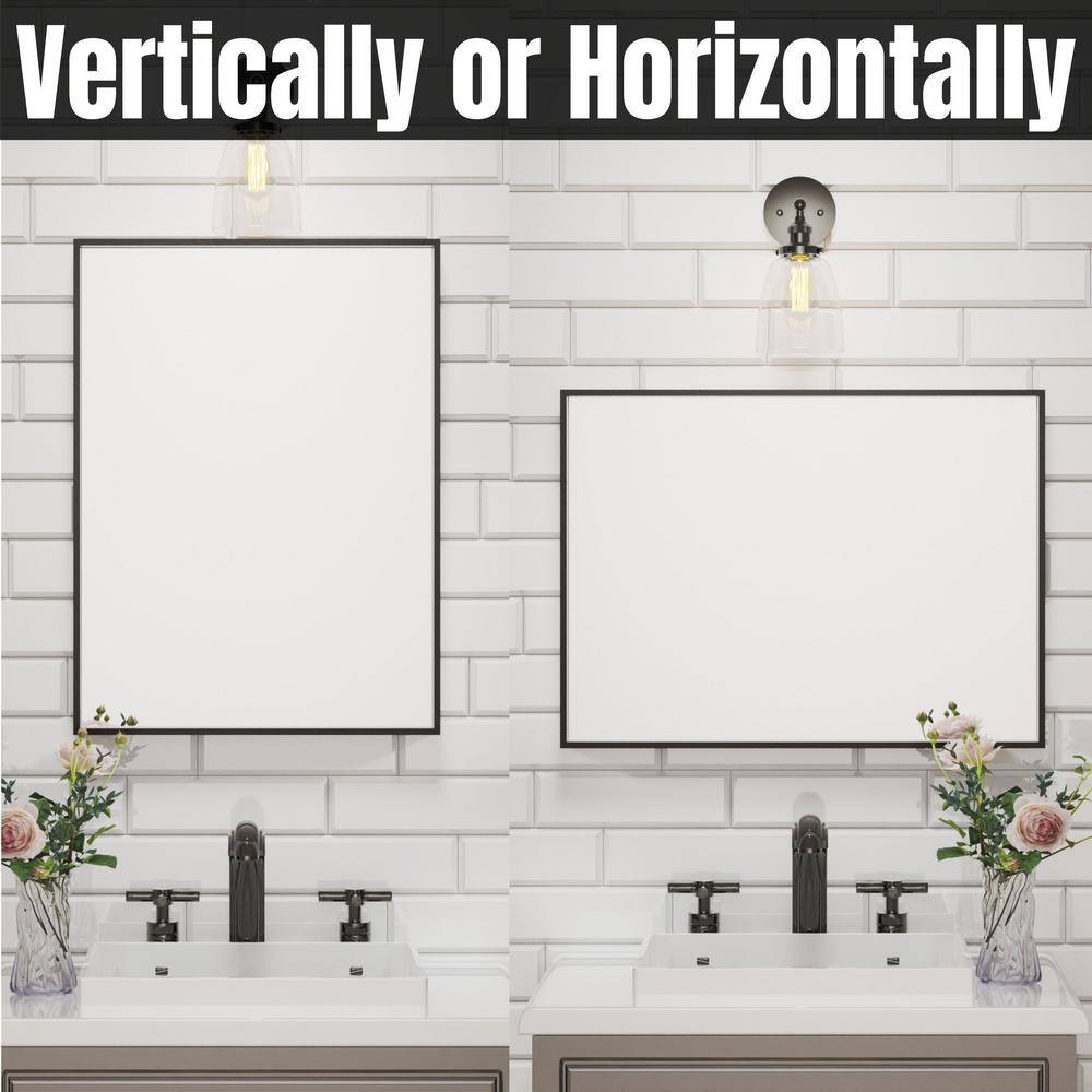 24" x 36" Black Metal Framed Rectangular Vanity Mirror