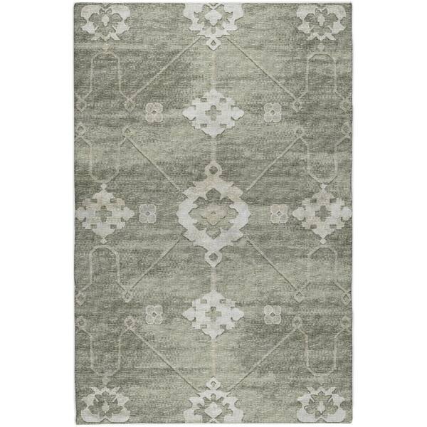 Dream Shag Premium Machine Washable Abstract ADS122 Olive 9 ft. x 12 ft. Area Rug