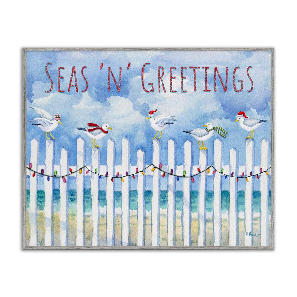 Seas 'n' Greetings Seagulls by Paul Brent Gray Framed Animal Giclee Art Print 24 in. x 30 in. price history on PriceWatchPro