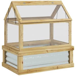 35.5 in. x 22.5 in. x 38.25 in. Fir Wood, Polycarbonate Natural Wood Cold Frame GREENHOUSE