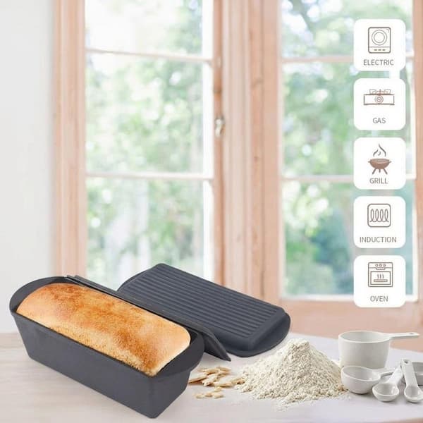 LAIFUCAM 2LB Cast Iron Bread Pan with Lid Large Pullman Loaf Pan