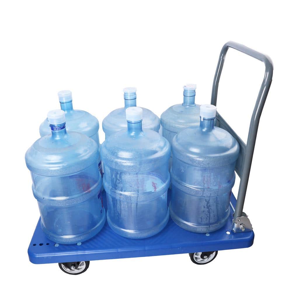 Blue Folding Steel Platform Hand Truck with Rubber Wheels