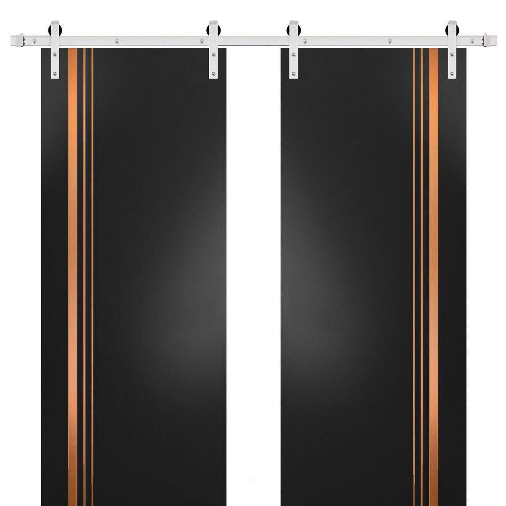 Assemble Required 24 in. x 80 in. 2-Panel Black Matte Solid Wood with Honeycomb Sliding Barn Door with Hardware Kit price history on PriceWatchPro
