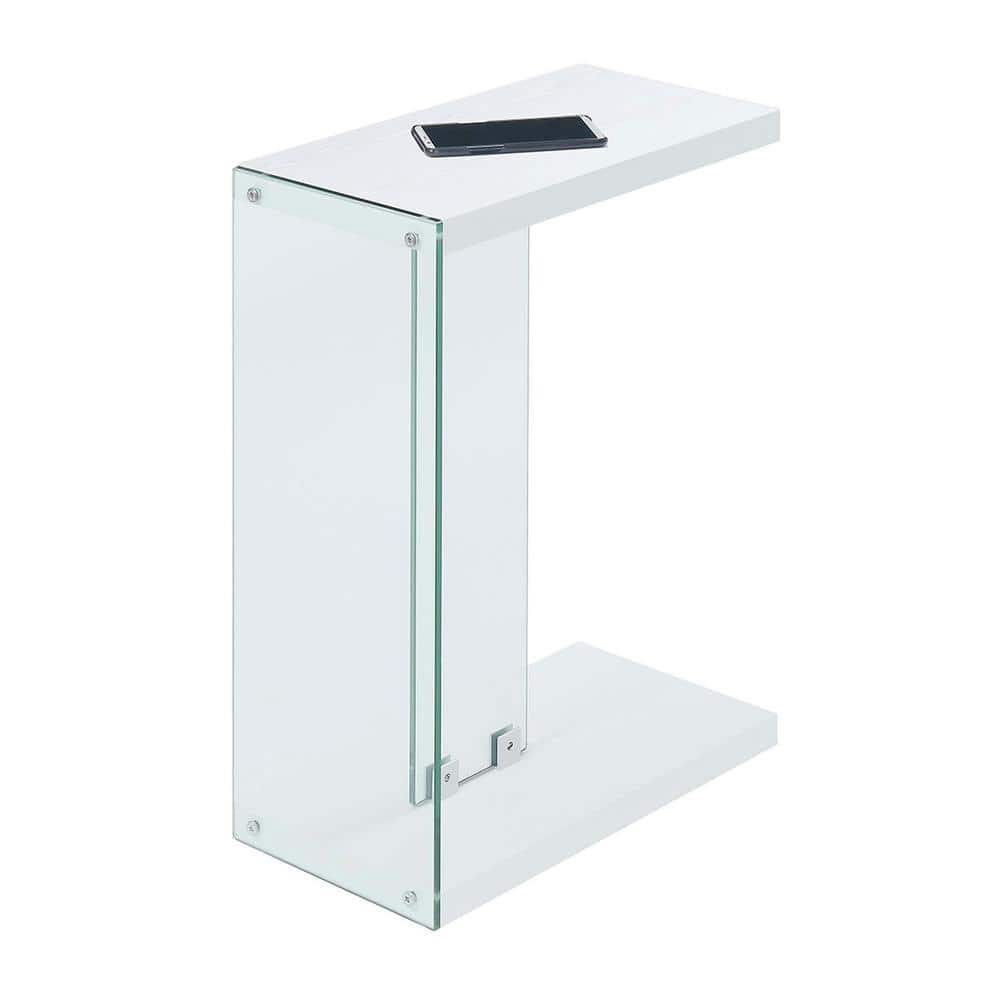 SoHo 25'' White and Glass Modern C End Table