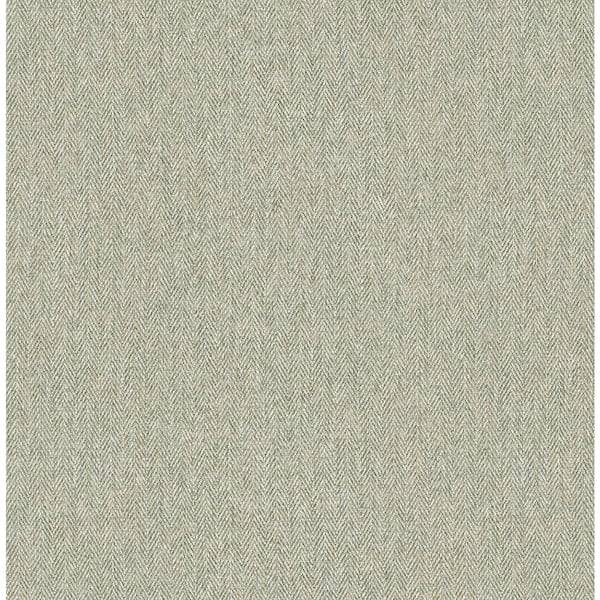 Advantage Green Herringbone Tweed Wallpaper Sample