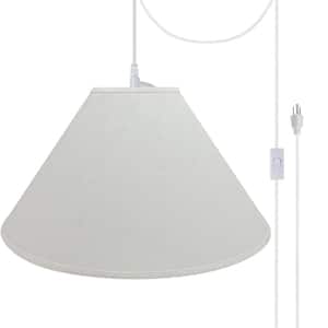 2-Light White Plug-In Swag Pendant with Off White Hardback Empire Fabric Shade