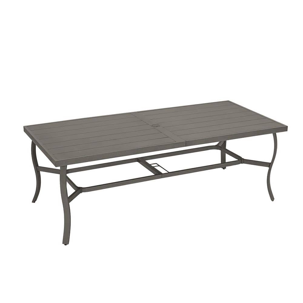 Serenity Gardens 8-Person Gray Rectangular Aluminum Outdoor Dining Table with Umbrella Hole price history on PriceWatchPro
