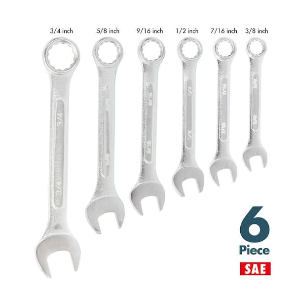 6-Piece SAE Combination Wrench Set with Case