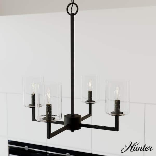 Hunter Kerrison 4-Light Brushed Nickel Island Chandelier with Clear Seeded Glass Shades