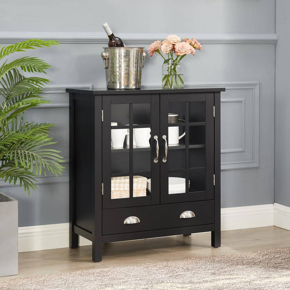 Claire Black Storage Cabinet with Drawer SKEGL19087E3BK - The Home Depot