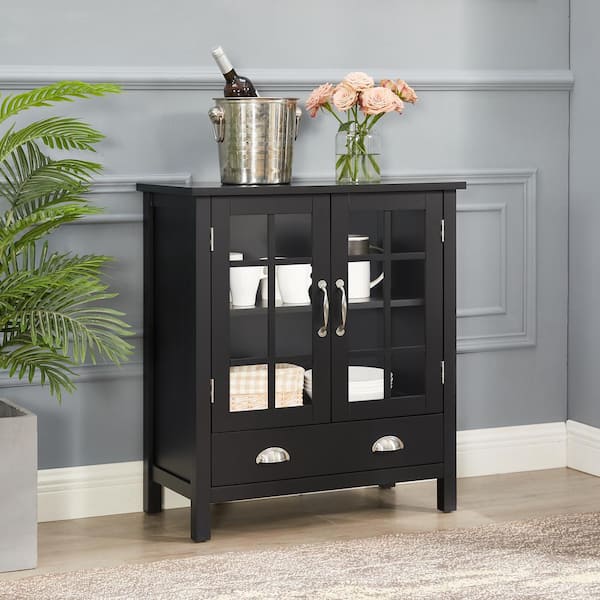 Unbranded Claire Black Storage Cabinet with Drawer