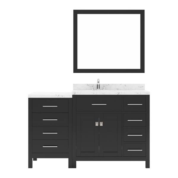 Virtu USA Caroline Parkway 57 in. W x 22 in. D x 35 in. H Single Sink Bath Vanity in Espresso with Quartz Top and Mirror