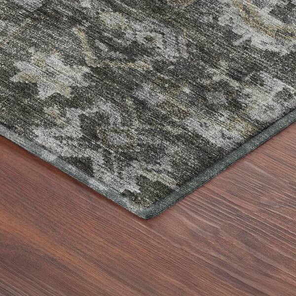 Mayfield Premium Machine Washable Abstract AMF2356 Pewter 9 ft. x 12 ft. Area Rug