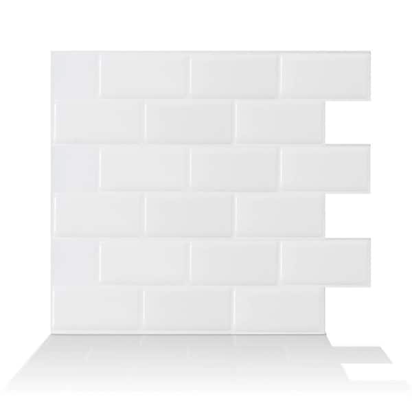 smart tiles Subway White 10.95 in. W x 9.70 in. H Peel and Stick Self-Adhesive Decorative Mosaic Wall Tile Backsplash (12-Pack)