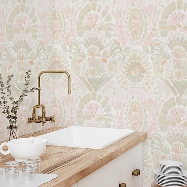 Wandering Rose Pink Bohemia Vinyl Peel and Stick Wallpaper Roll (Covers 56 sq. ft. )