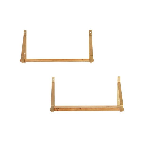 StyleWell 11 in. H x 24 in. W x 8 in. D Wood Wall-Mount Bookshelf with Gold Metal Wrap Brackets (Set of 2)