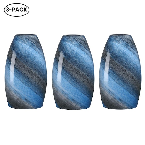 Faymart lighting 7.64 in. Blue Bubble Glass Globe Pendant Light Shade with 1.65 in. Fitter (Not included) (3-Pack)