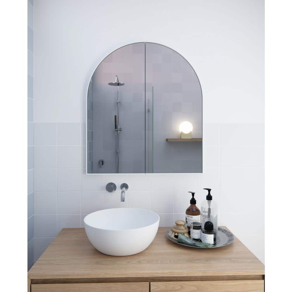 White Arch Shape Two Door Steel Medicine Cabinet