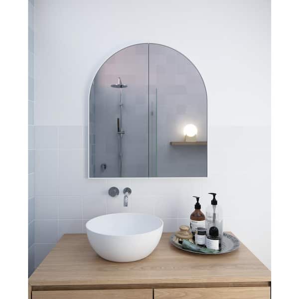 Aria 30 in. x 34 in. x 5 in. D White Recessed Medicine Cabinet with Mirror