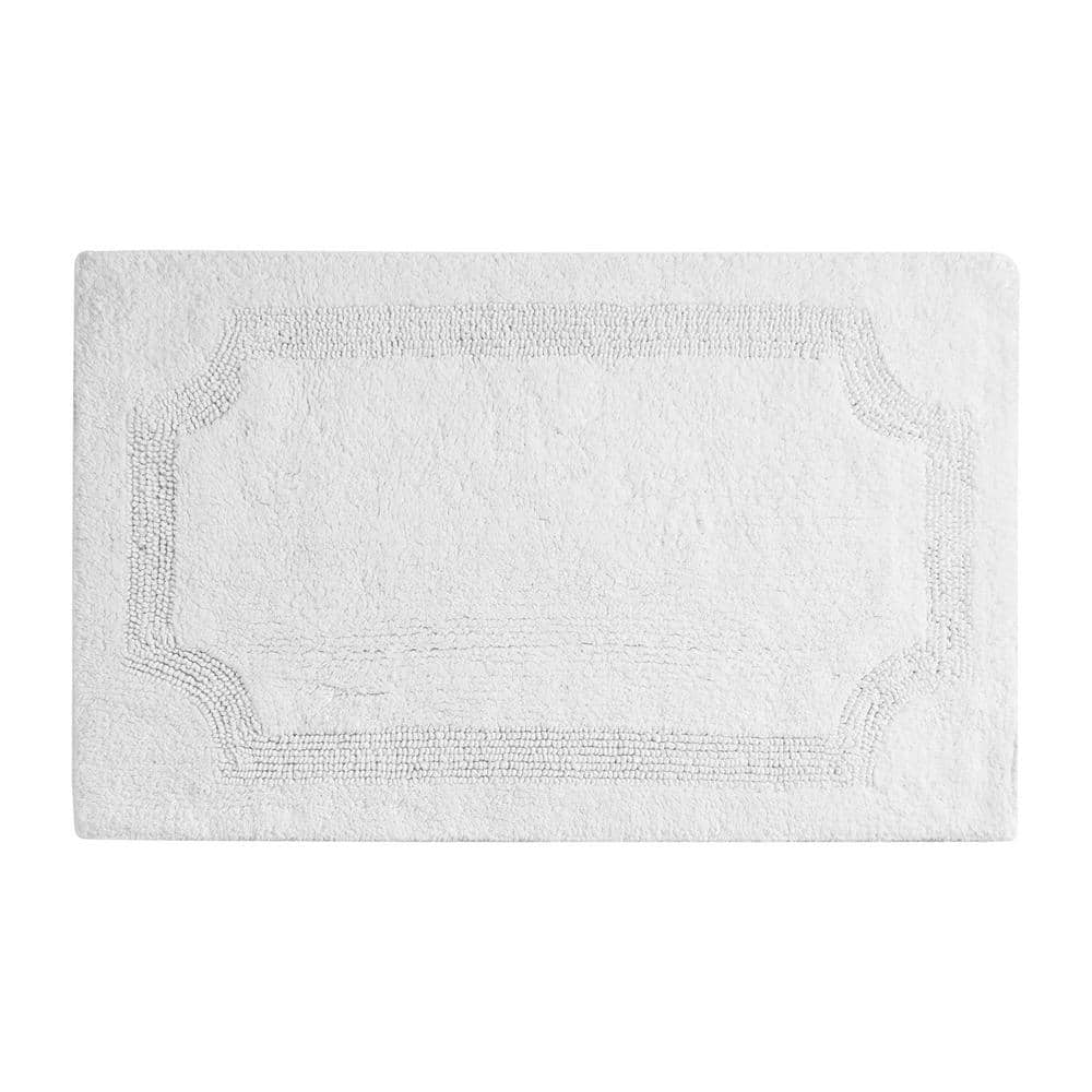 Laura Ashley Reversible White 21 in. x 34 in. Cotton Bath Mat ...