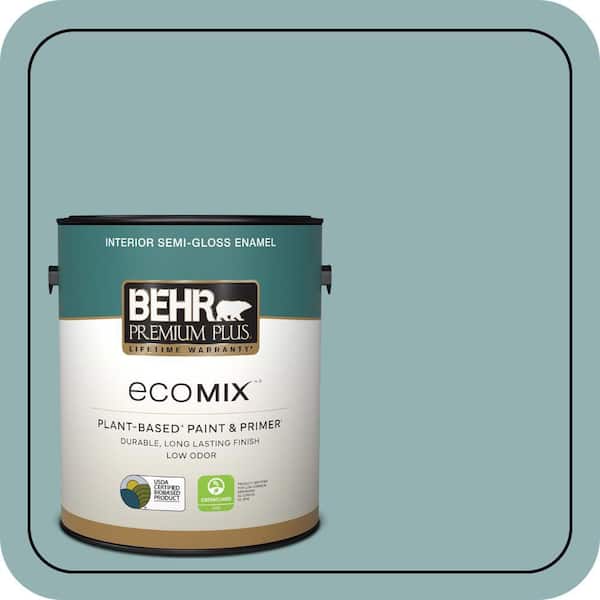 1 gal. #500F-5 Gulf Winds Semi-Gloss Enamel EcoMix Plant-Based Interior Paint & Primer