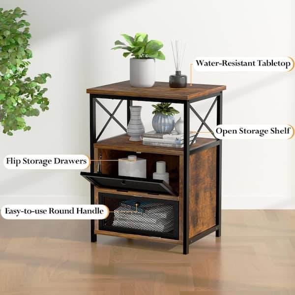 Modern Brown Nightstands (Set of 2) with Drawers Versatile End Tables for Bedroom, Living Room or Office – Easy Assembly