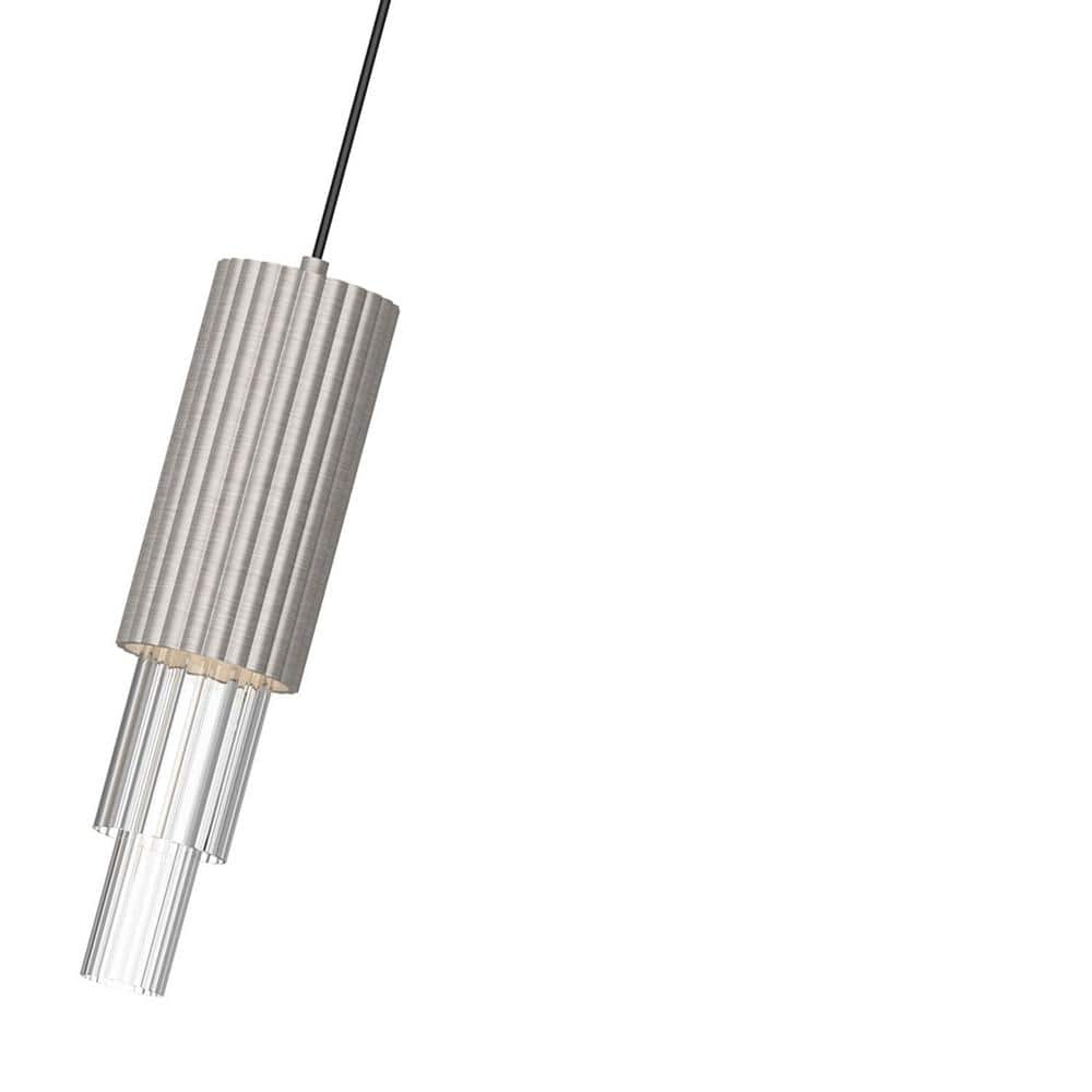 Bordeaux Art Deco Inspired LED Pendant in Brushed Nickel and Clear Glass