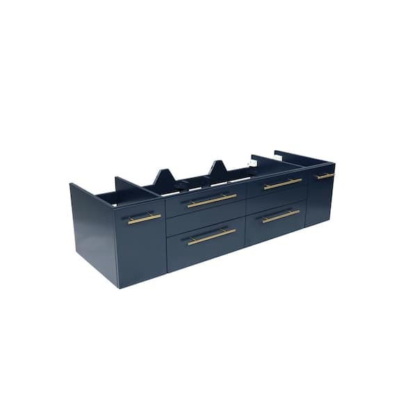 Fresca Lucera 59 in. Wall Mount Floating Single Bath Vanity Cabinet without Top in Royal Blue - Undermount Sink Compatible