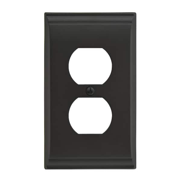 Amerock Black 1-Gang Duplex Outlet Wall Plate (1-Pack)