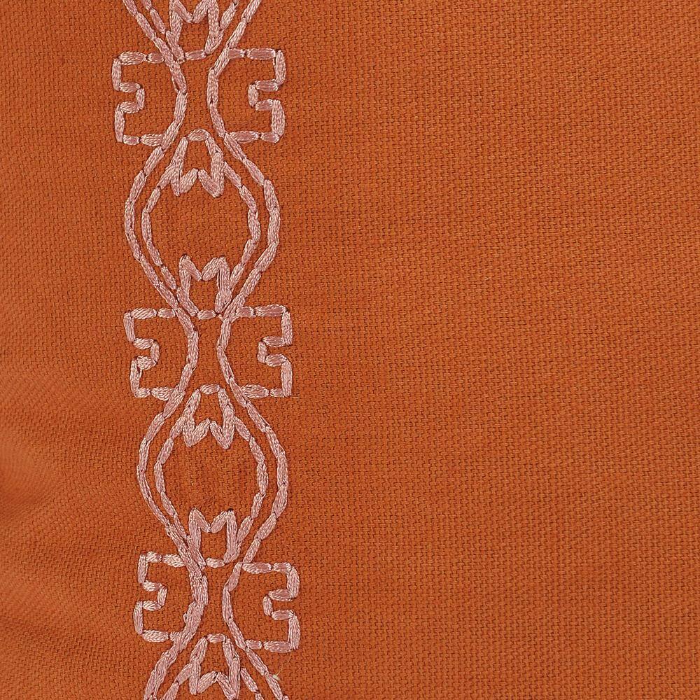 Sunniva Cinnamon Embroidered Cotton Rectangle Throw Pillow