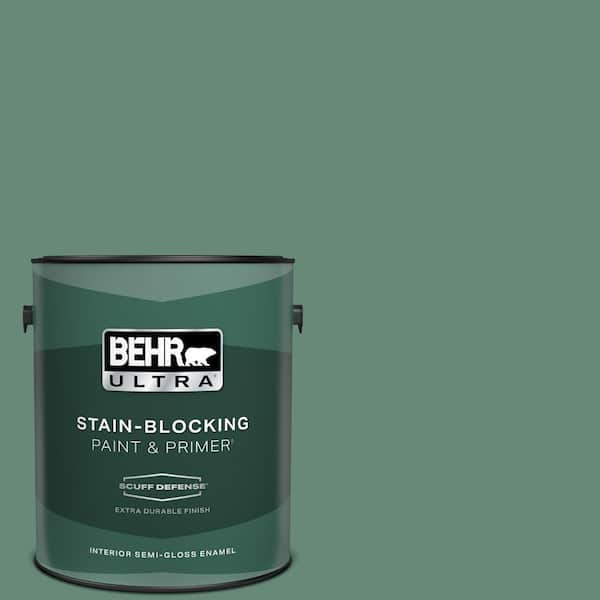 BEHR ULTRA 1 gal. #PPF-35 Green Adirondack Extra Durable Semi-Gloss Enamel Interior Paint & Primer