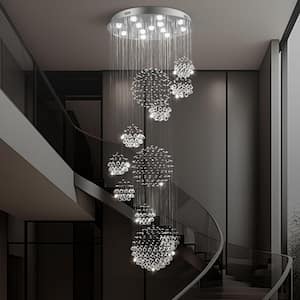 13-Light Clear Luxurious Dimmable Branched Chandelier with Crystal Accents