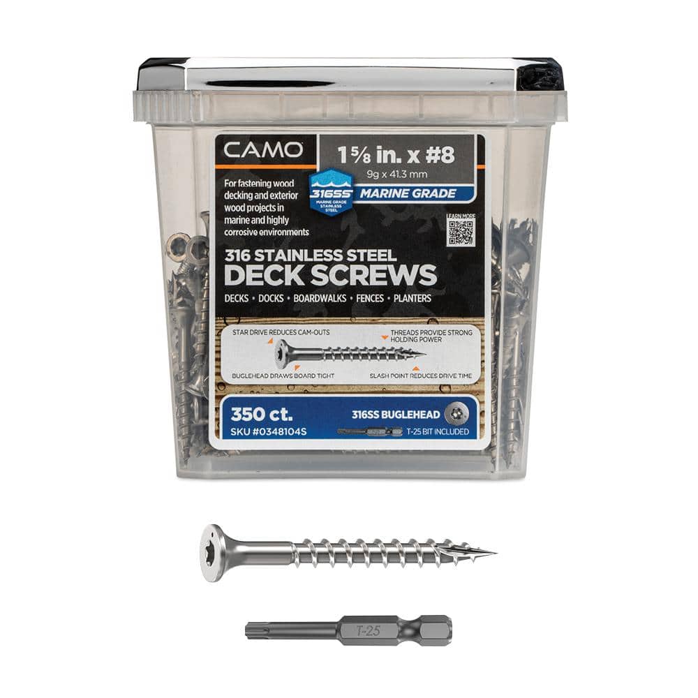 1-5/8 in. #8 316 Stainless Steel Premium Star Drive Bugle-Head Deck Screws (350-Count) price history on PriceWatchPro